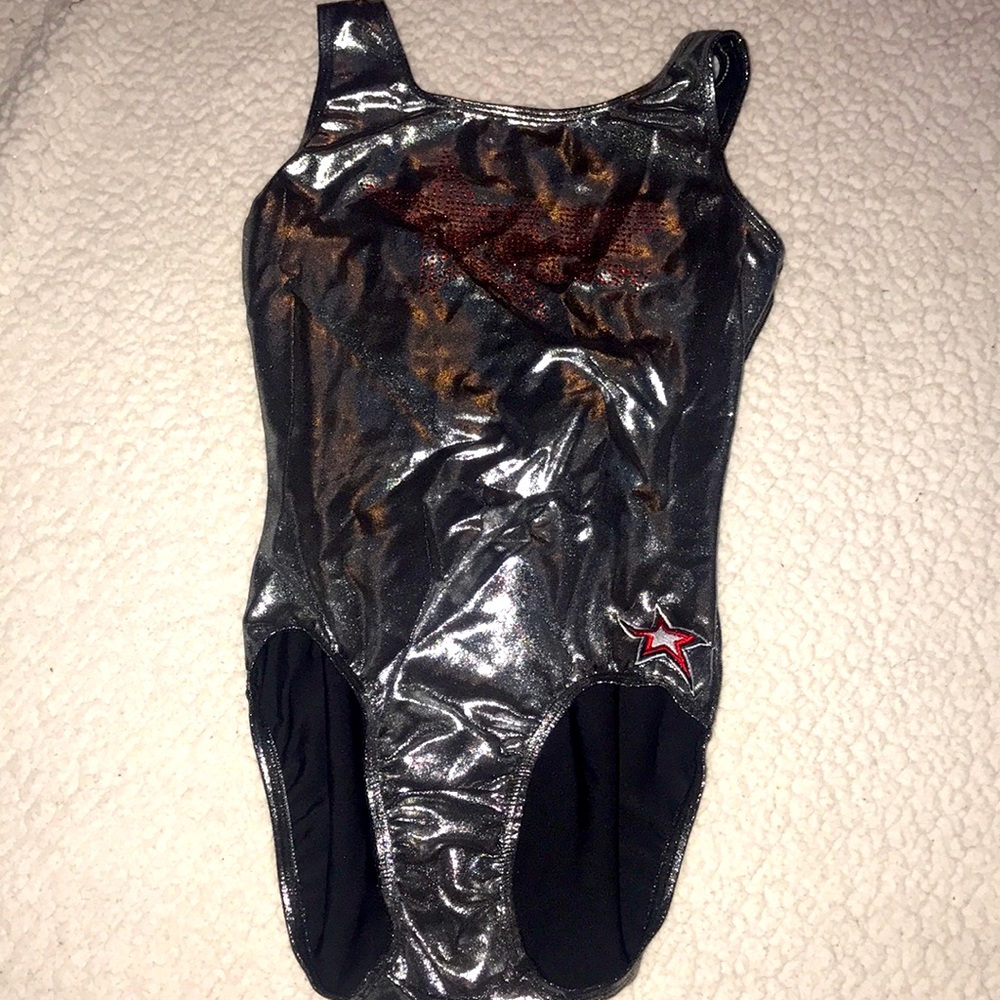 Metallic gymnastics leotard